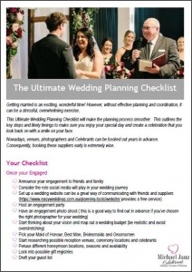 Sydney Marriage Celebrant Michael Janz's Wedding Planning Checklist