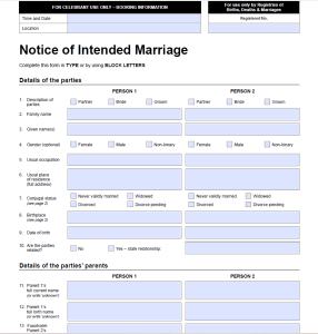 Shortening of Time and Notice of Intended Marriage